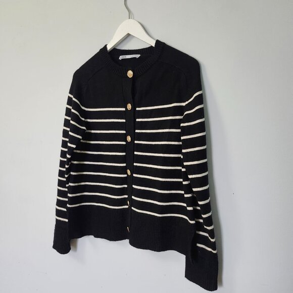 ZARA | Sailor-Striped Cardigan - Picture 4 of 11